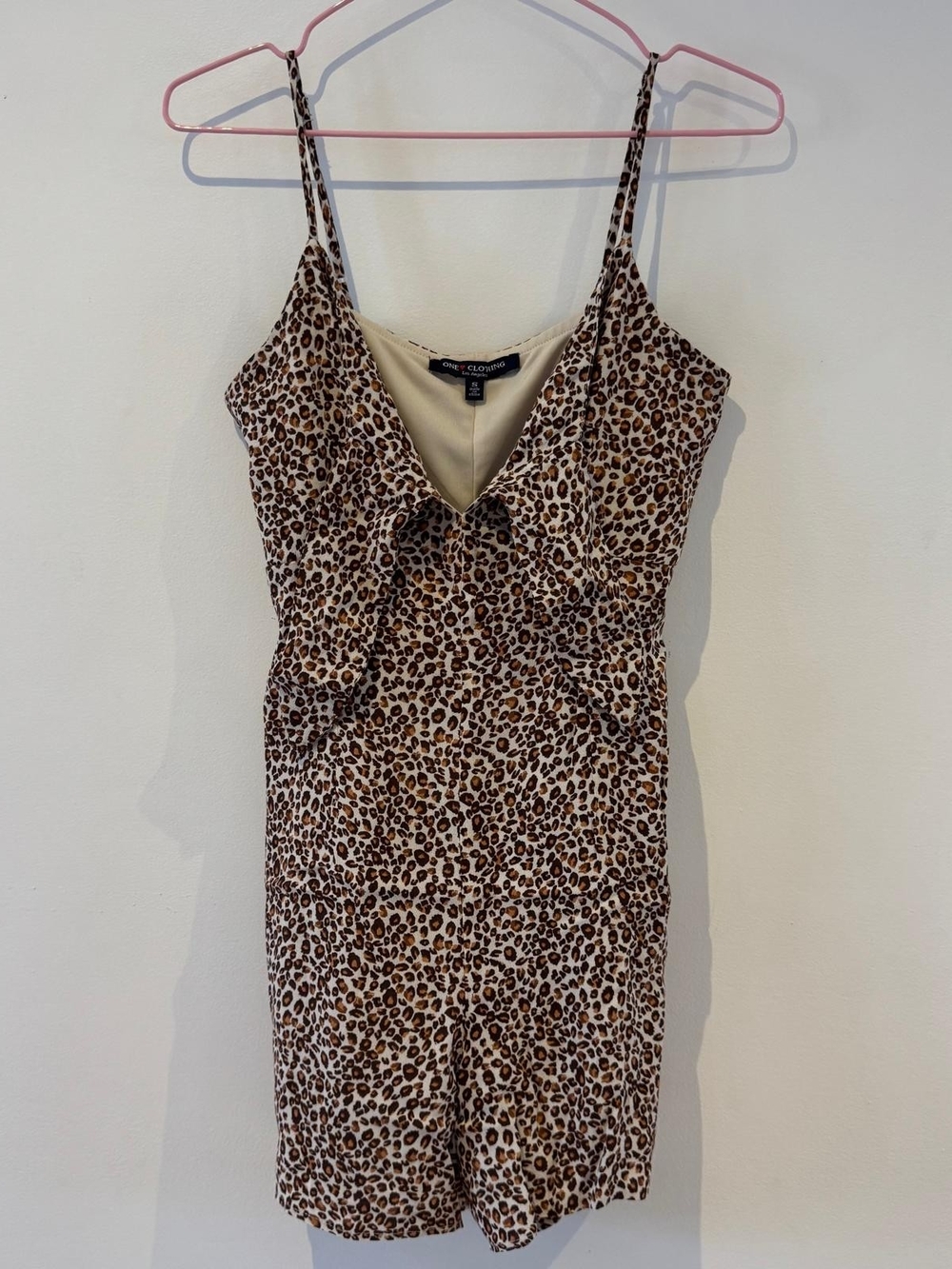 ​One Clothing Leopard Print Spaghetti Strap Wrap Romper S